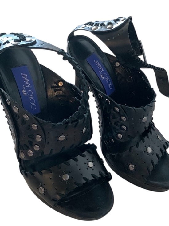 Jimmy Choo Black Studded Leather Stiletto Sandals - Picture 5 of 6